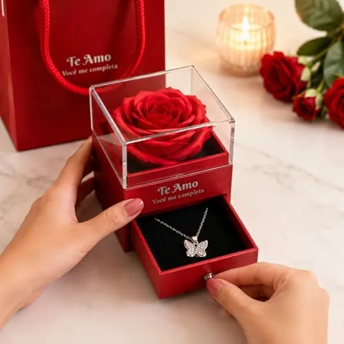Kit presente com rosa e colar - foto 3