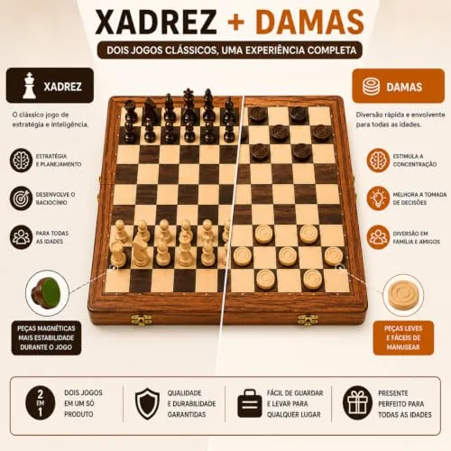 Xadrez e damas magnético dobrável - foto 2
