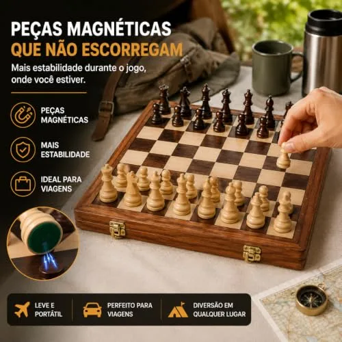 Xadrez e damas magnético dobrável - foto 3