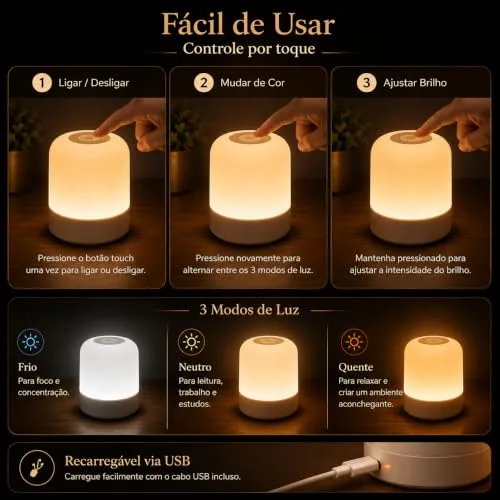 Luminária de mesa recarregável - foto 4