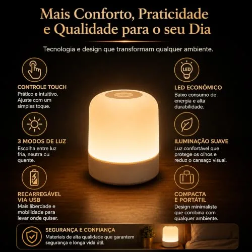 Luminária de mesa recarregável - foto 6